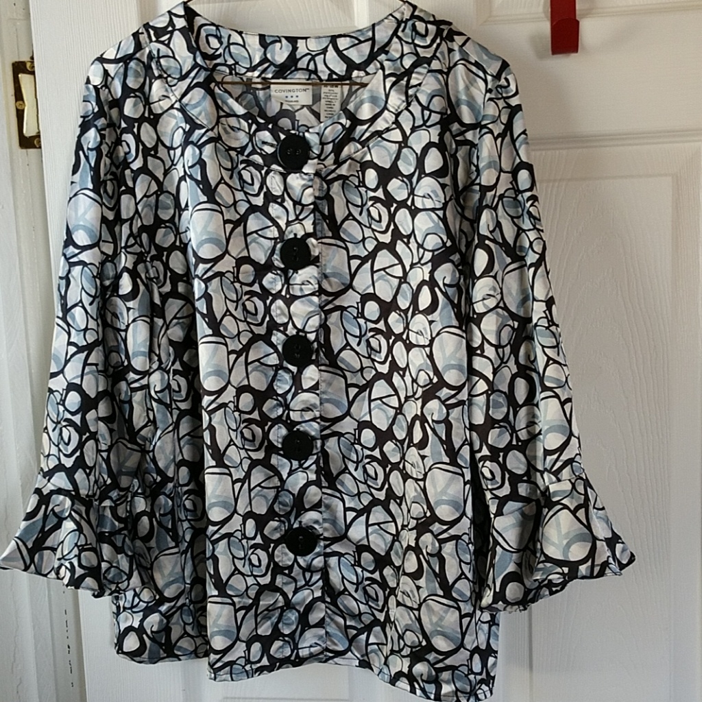 Covington Black And White Patterned Blouse